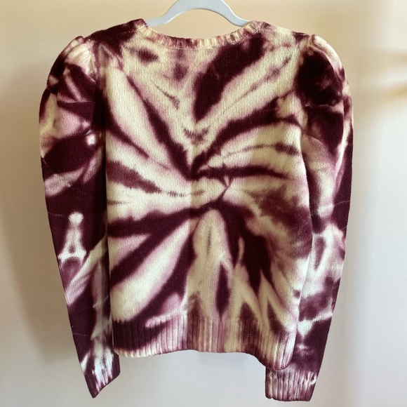 NWOT Generation Love Tyrell Tie Dye Burgundy/Cream Sweater w/ puff sleeve - SZ L - Picture 3 of 16